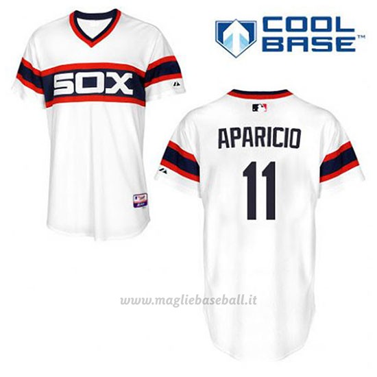 Maglia Baseball Uomo Chicago White Sox Luis Aparicio 11 Bianco Alterner Cool Base